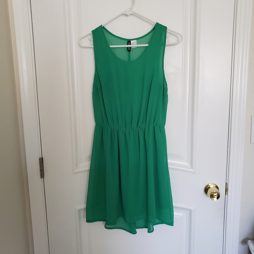 H&M Green Fit & Flare Sheer Dress